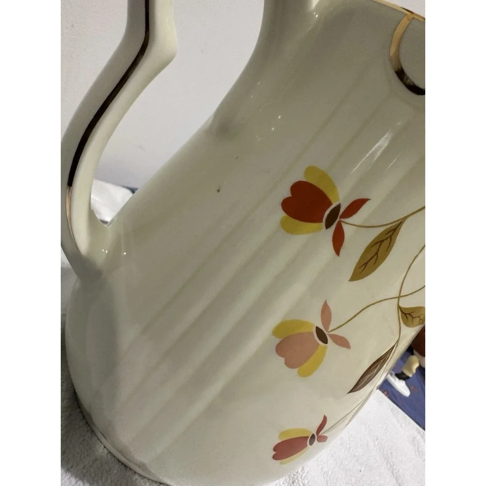Hall's Coffee Tea Pot Base Pitcher Jewel Homemakers Floral Ribbed 7